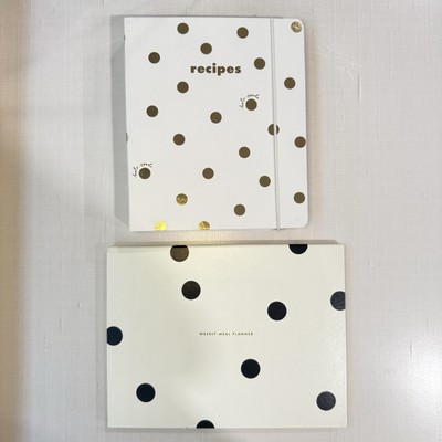 Set of New Kate Spade Gold Dot Recipe Binder & Polka Dot Weekly Meal Planner