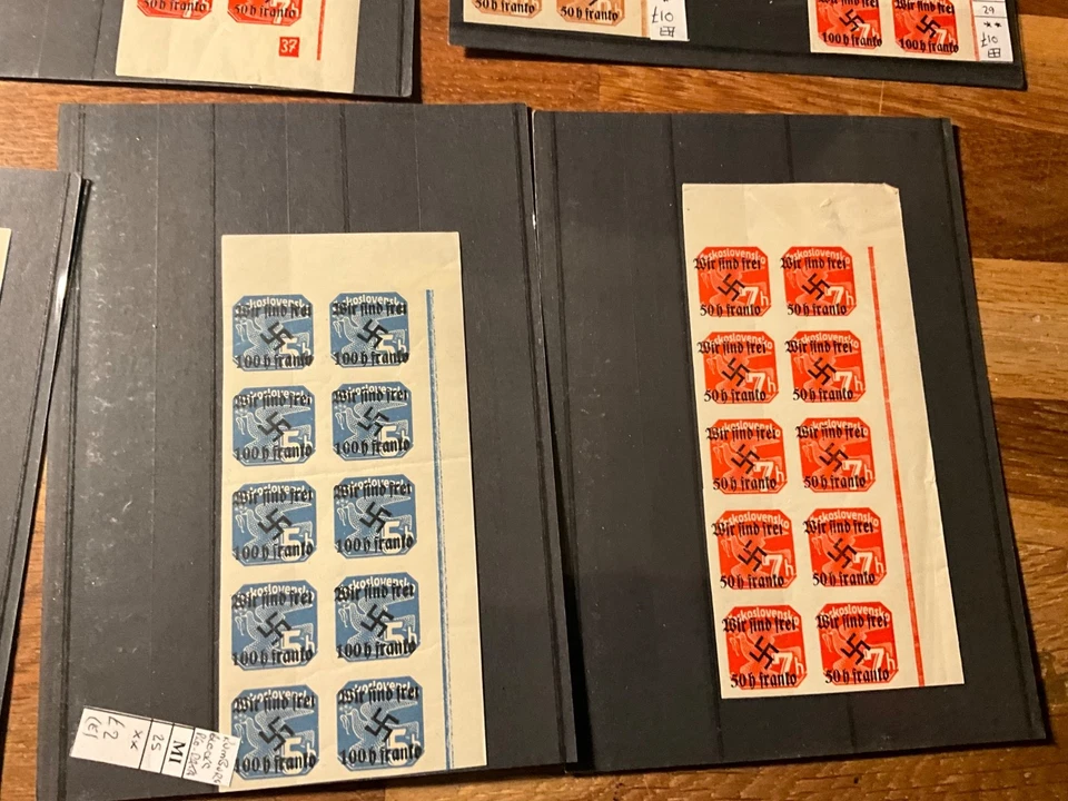 Germany Czechoslovakia Swastika Overprint  in mint imperf blocks lot1 ad1 - Image 2 of 4