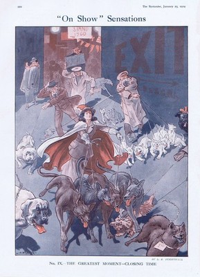 DOG SHOW SENSATIONS The Greatest Moment Closing Time - Antique Print 1924