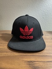 Adidas Trefoil Chain Snapback Hat Cap Embroidered Logo Front Flat Brim Used
