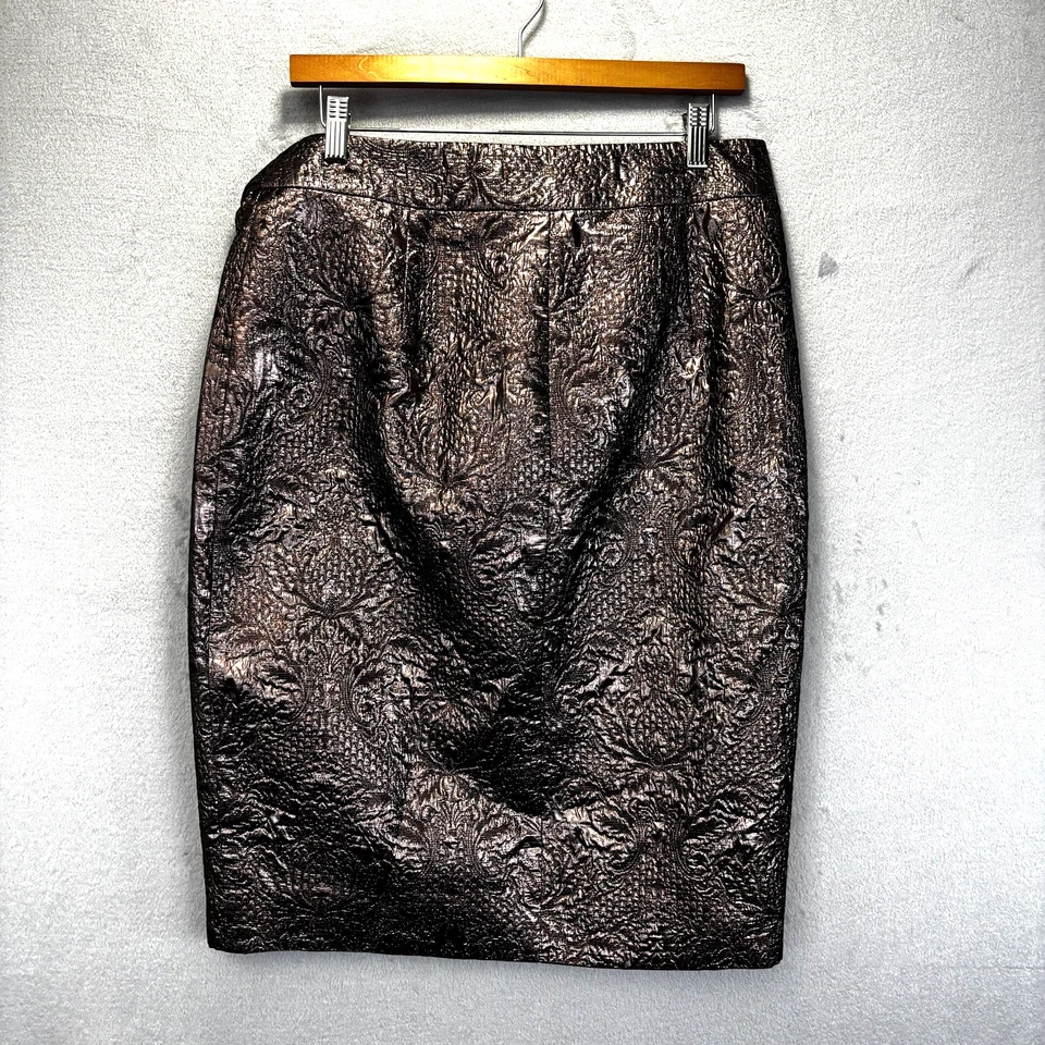 Falda envolvente metálica J Crew Collection para mujer 12 bronce cachemira midi vacaciones Foto 3 de 4