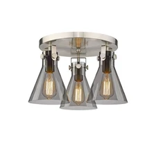 Innovations Lighting Newton Cone 3-Lt 7" Flush, SN/PSG - 411-3F-SN-G411-7SM
