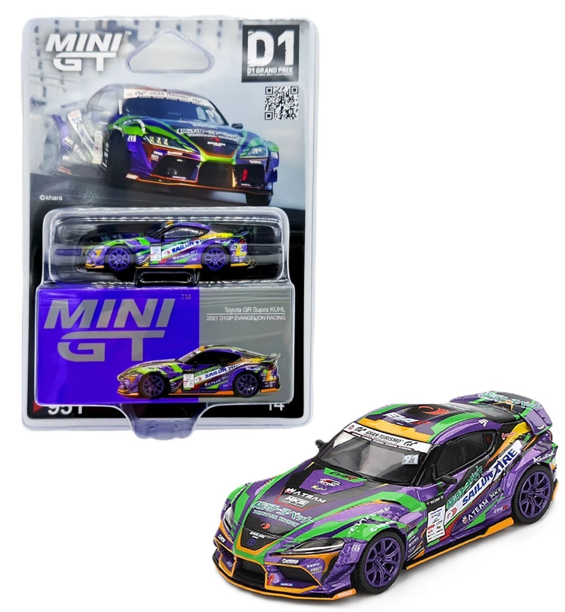 Mini GT 1:64 Toyota GR Supra Kuhl 2021 D1GP Evangelion Racing