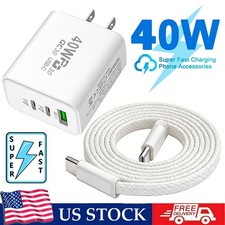 Dual PD 40W Fast Wall Charger Power Adapter For iPhone 17 16 Pro Max 15 14 13 12
