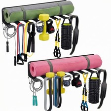 2 Pcs Gym Wall Mount Storage Rack 8 Hook Heavy Duty Metal Home Gym Organizer ...