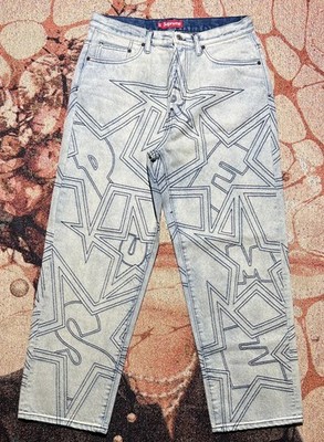 Supreme Stars Topstitch Baggy Jean Dirty 32W Brand New | eBay