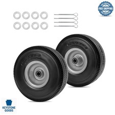 10 Inch Flat-Free Solid Tire & Wheel Set for Garden Carts & More, 2 Pack