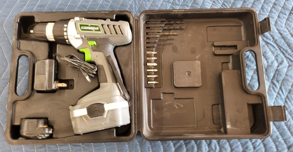 Genesis 18V 3/8 Cordless Drill Driver GCD18B Battery Charger Case TESTED WORKS! - Image 2 of 4