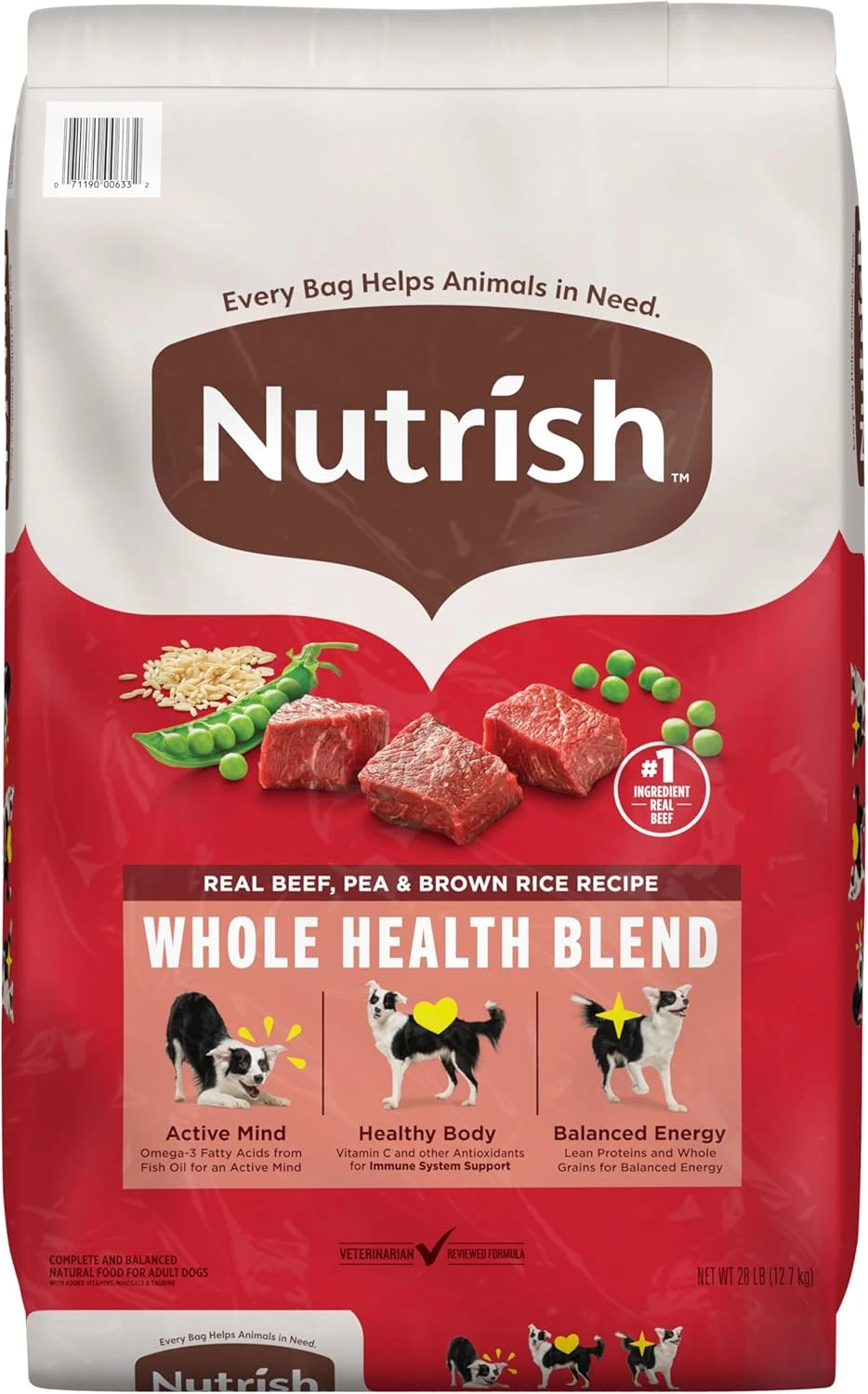 Nutrish Dry Dog Food, Real Beef, Pea & Brown Rice Recipe Whole Health Blend for