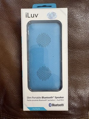 iLuv AUDMINI Portable Bluetooth Speaker Sky Blue Rechargeable Powerful Sound-NEW