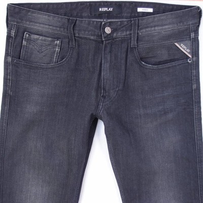 Mens Replay M914 ANBASS Stretch Slim Tapered Grey Jeans W34 L32