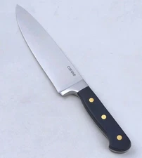 CAROTE 8" Stainless Steel CHEF'S Knife, Triple Brass Riveted BLACK Handle, NEW