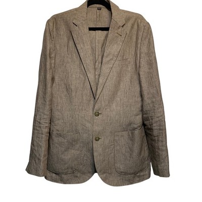 J. Crew Ludlow Slim-fit 36R Unstructured Suit Jacket Cotton-linen Blazer Brown