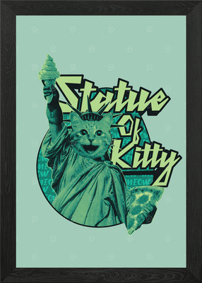 Statue of Kitty Cat of Framed Wall Art Poster Canvas Print Picture