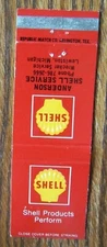 ANDERSON SHELL GAS STATION MATCHBOOK MATCHCOVER: LEWISTON, MICHIGAN -E20