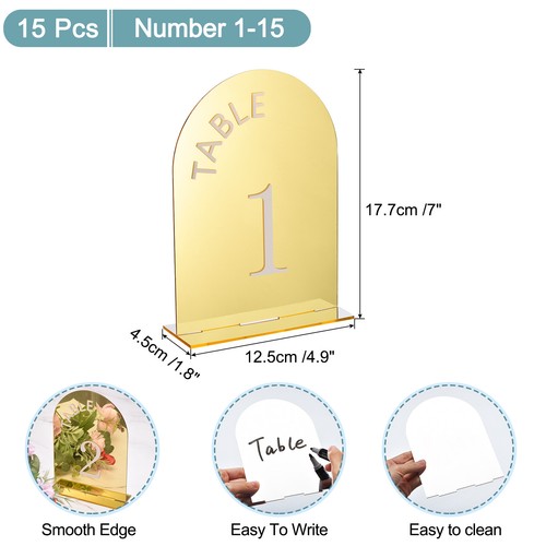 15pcs 4.8 x 7 Inch Gold Arch Acrylic Sign, Acrylic Table Sign for Wedding Party - Picture 2 of 6