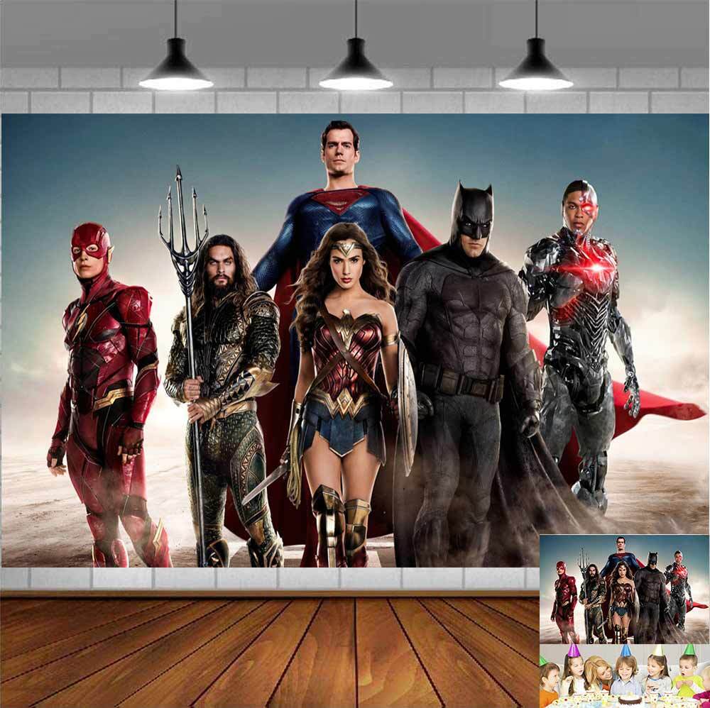 Jumbo Letter Birthday Banner 5.57ft Justice League Heroes Birthday Banner -  5.57ft Jumbo Superhero Party Decoration Mickey Thompson Tires