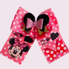 Minnie Mouse Disney Inspired Cheer Hair Bow For Girls and Toddler Handmade New