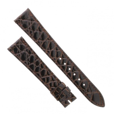 Bracelet De Montre Chaumet En Caoutchouc - Modèle Crocodile Marron, 14mm X 22mm X 18mm