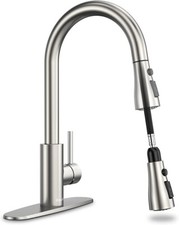 Chrome Kitchen Sink Faucet Pull Out Sprayer 3 Mode Single Handle Mixer Tap Cover