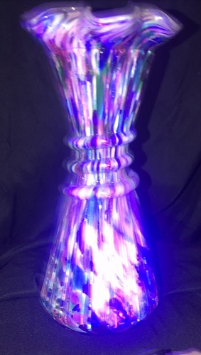Legras Splatter Cased Art Glass ~End Of Day~ Ruffled Vase Antique - Picture 6 of 10