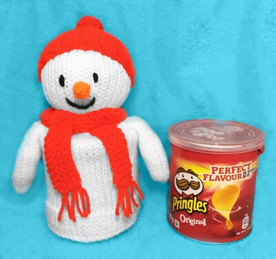 STRICKANLEITUNG - Weihnachten Frosty Schneemann Pringles Chips Halter Pop & Go 9 cm