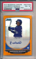Adalberto Mondesi Prospect Auto 14/25 ORANGE Refractor 2013 Bowman Chrome PSA 8