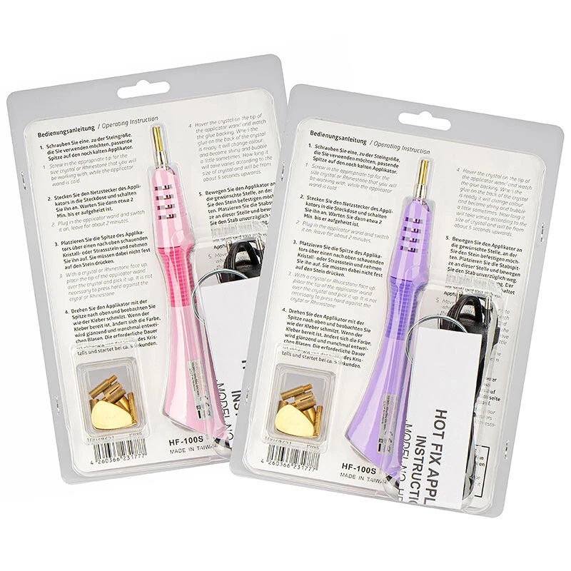 Hot Fix Strasssteine Applikator Werkzeug 7 Aufsätze+Mini-Bügelaufsatz/ 2 Farben - Bild 2 von 4