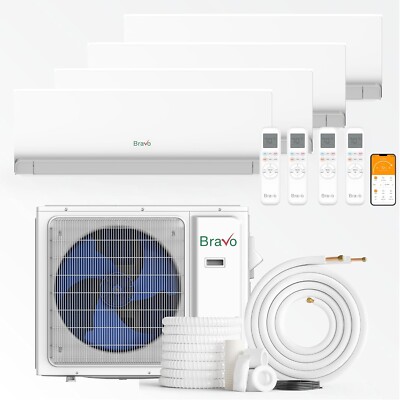 36000 BTU Four Zone 9+9+9+12 BTU Wall Mount Ductless Mini Split A/C and Heater