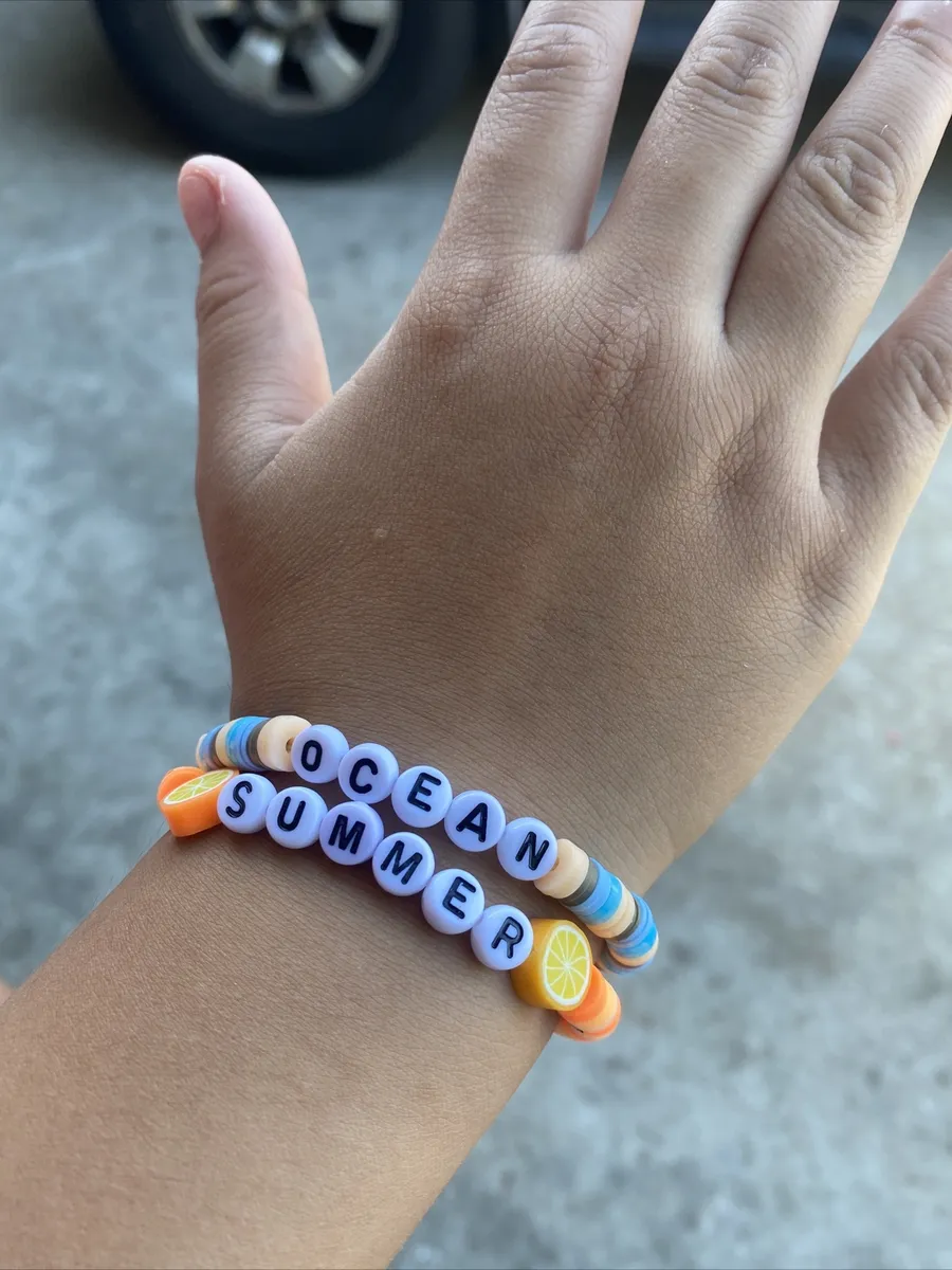 Girls Handmade Personalized Clay Beads Charm Kids Bracelet, Any