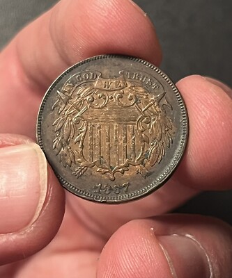 1867 Two Cent Piece Love Token Gothic Font Initials Engraved