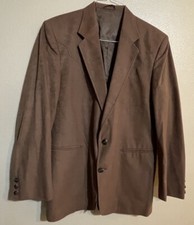 Circle S 44 R Western Sport Coat Mens Brown Faux Suede Jacket Cowboy Rancher