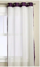 New Veronica Sable Purple & Ivory Grommet One Window Panel Curtain 55"X84”