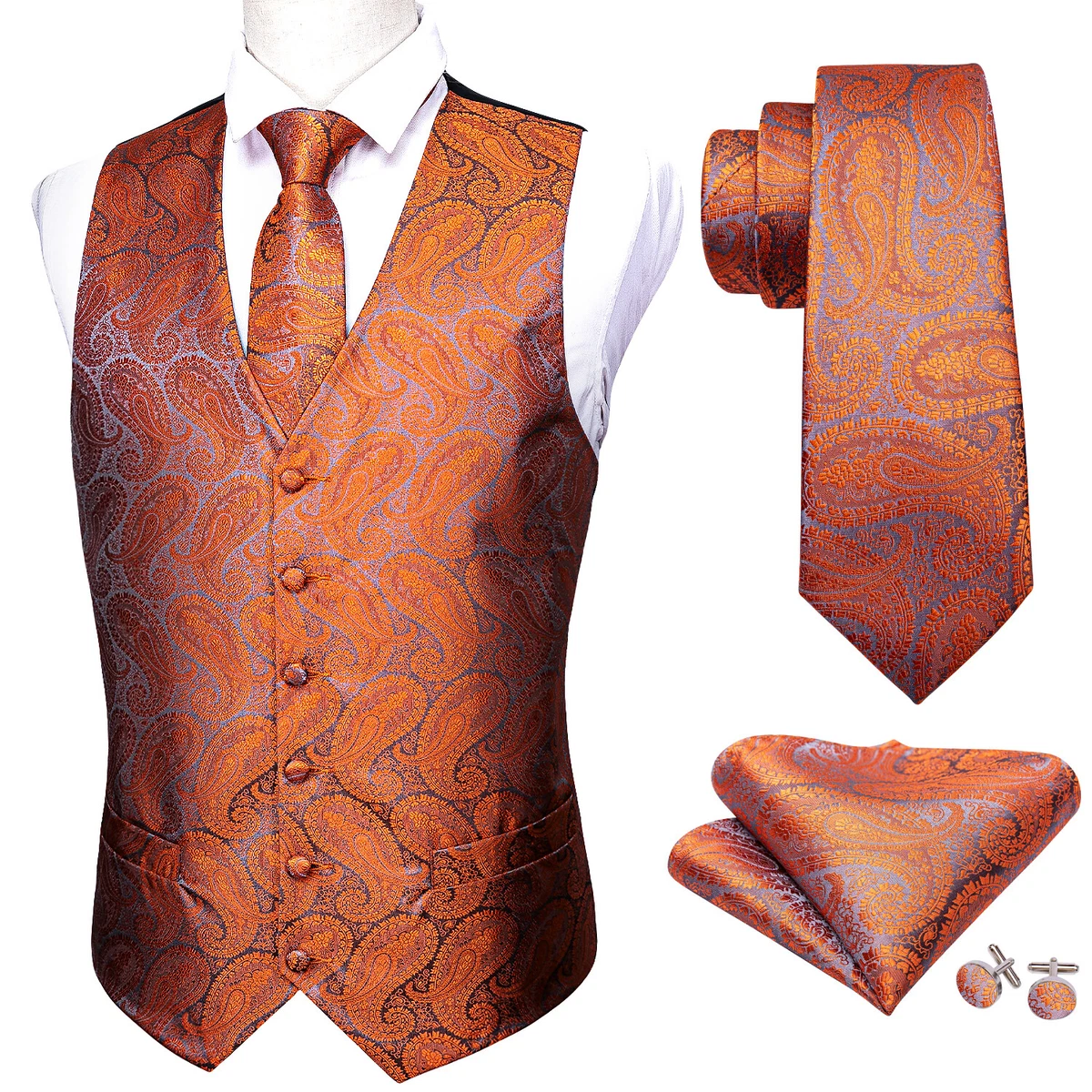Mens orange deals waistcoat