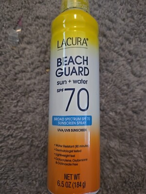  LACURA BEACH GUARD SPF 70 SUN + WATER SUNSCREEN SPRAY SPECTRUM UVA UVB 6.5OZ