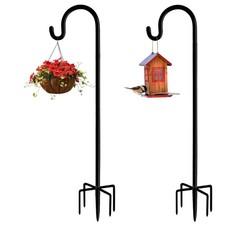 Garden Shepherd Hook Outdoor with 5 Prong Base, Bird Feeder Pole Hanger Holde...