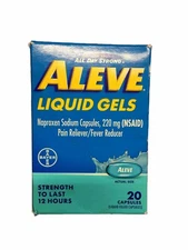 Aleve Liquid Gel Naproxen Sodium for Pain Relief Supplement 20 Count Exp 01/26