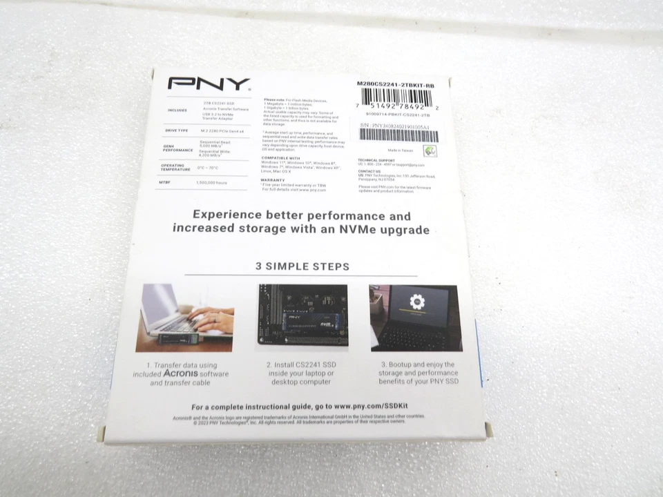 PNY 2TB SSD PCle NVMe Gen4 x4 2TB Complete Upgrade Kit - Image 2 of 4
