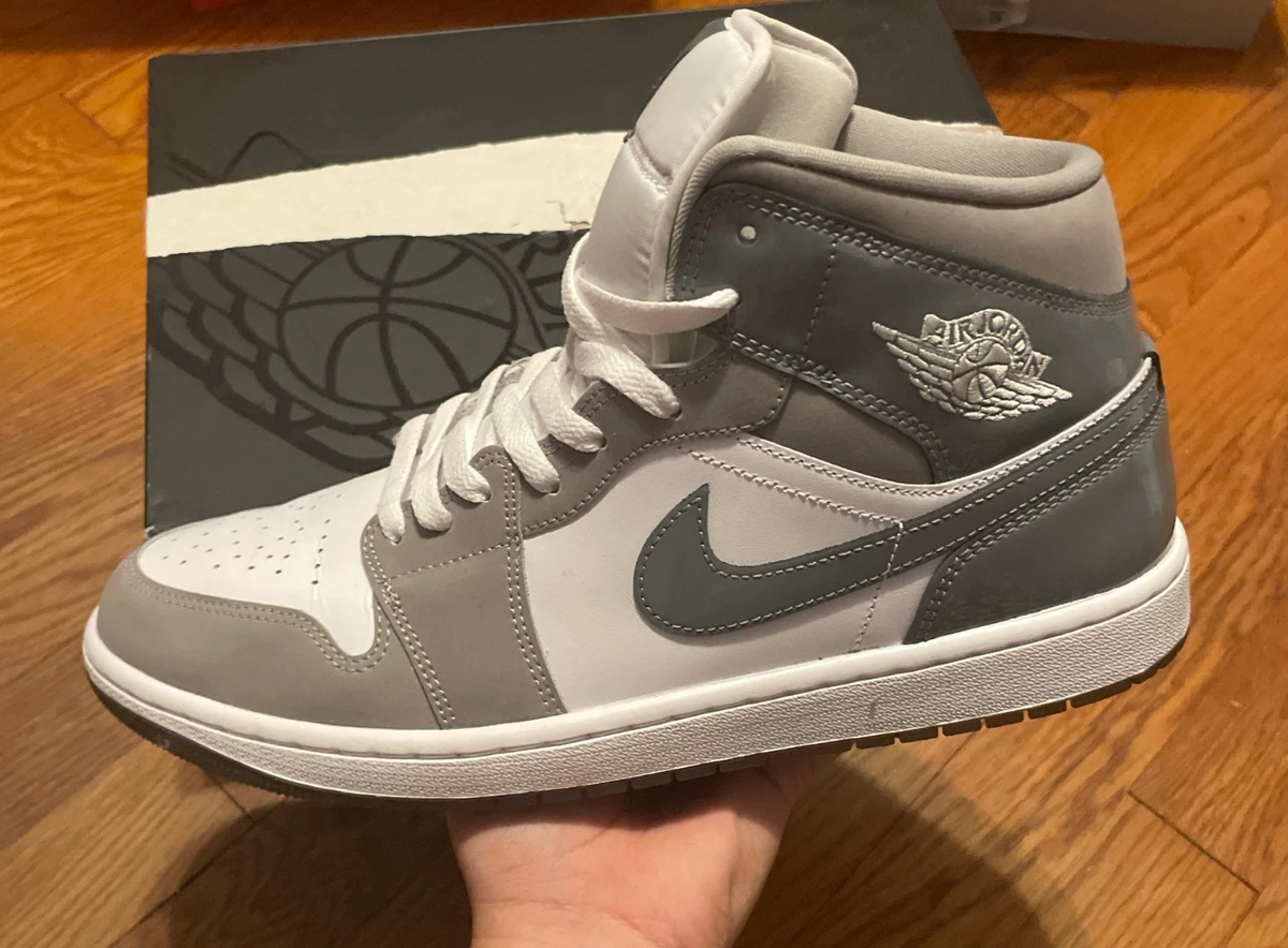 Jordan Air Jordan 1 Mid SE Patent Cool Grey Leather Sneakers