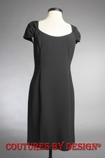 St John Knits Crepe Caplet Sleeve Little Black Dress Caviar Size 6 NWT MSRP