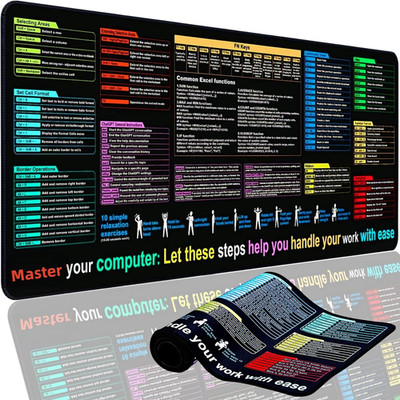 11.8x31.5'' Excel Cheat Sheet Desk Pad Mat - XL Excel Formulas Shotcuts Mouse Pad