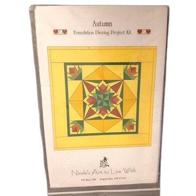 Vtg Nicole's Art to Live With Autumn Foundation Piecing Project Quilt Pattern