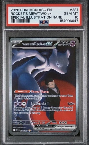 2026 POKEMON ASC EN-ASCENDED HEROES 281 TEAM ROCKET's MEWTWO EX SIR PSA 10