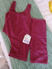 BNWT girls ladies dance fitness outfit leotard  shorts free size Burgandy