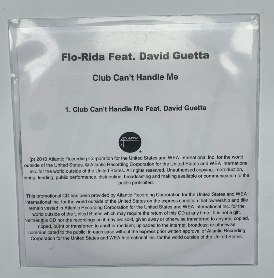 Club Can't Handle Me Promo CD (Flo Rida feat. David Guetta)