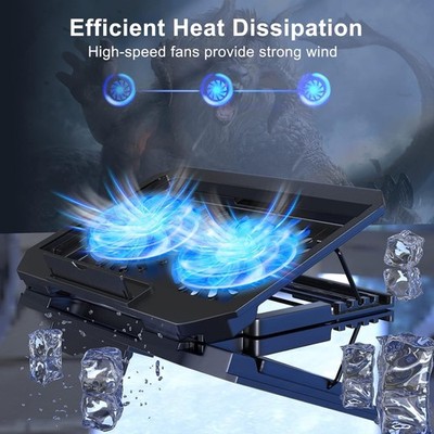 Laptop Cooling Pad with Adjustable Height Two 5.1 Inches Fan 2 USB Ports Suit...