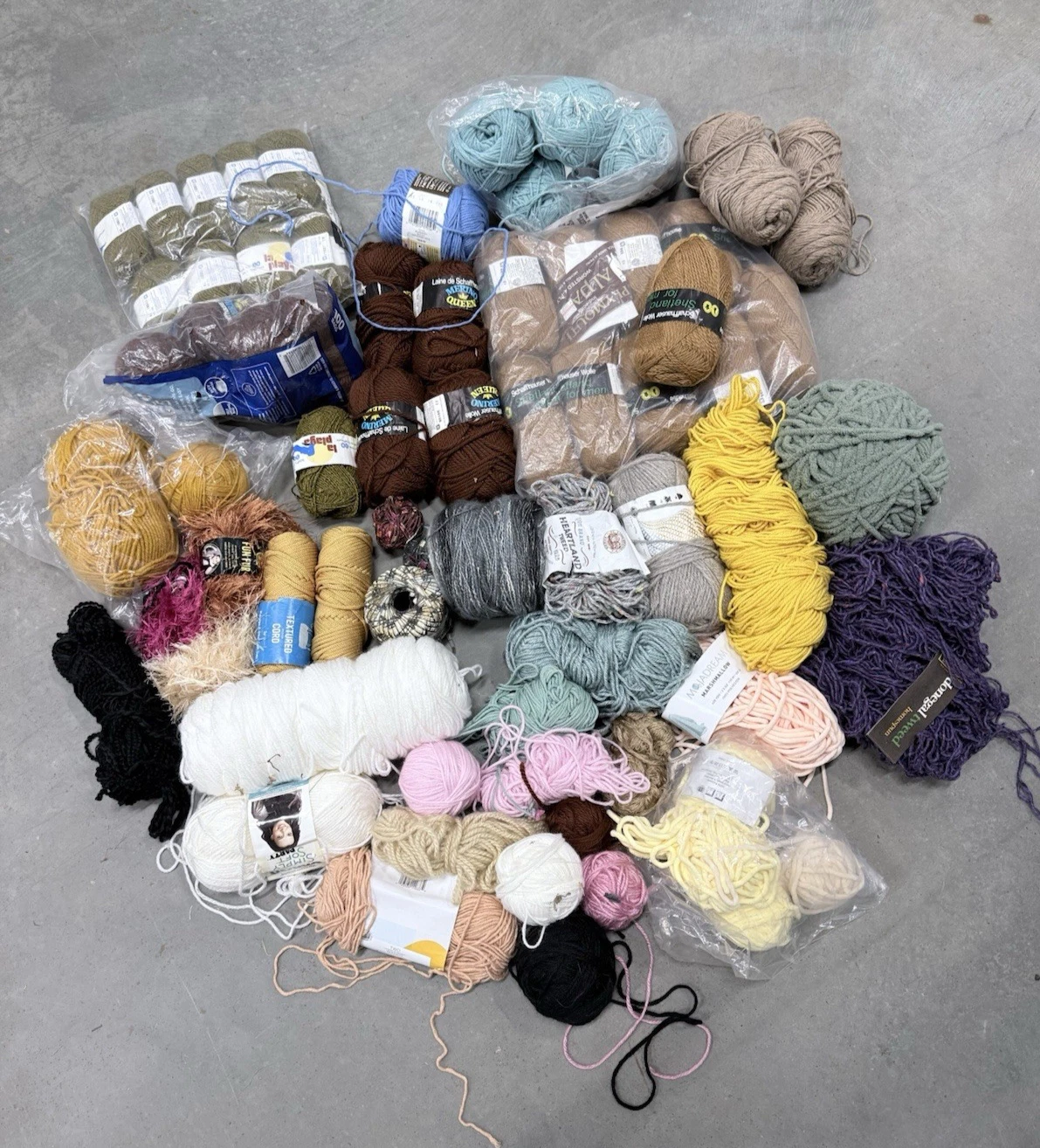 Huge Yarn Lot Assorted Colors/Materials/Size Wool Cotton Polyester FREE SHIPPING - product detail image 1