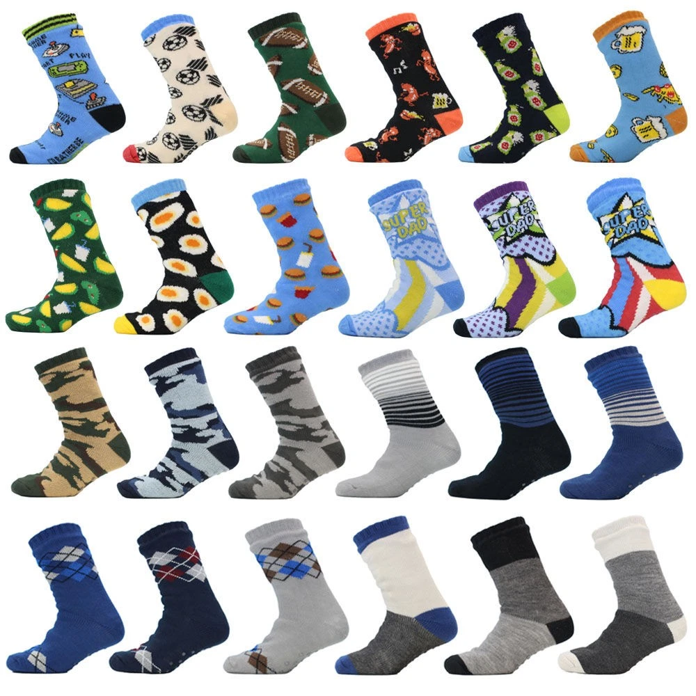 Men's Home Socks Sherpa Fleece Lined Thermal Lounge Slipper Non-Slip