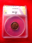 1919-D LINCOLN CENT ANACS CERTIFIED MS--64 RED & BROWN GREAT BU CENT!   #79