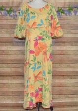Cato Ladies XL Yellow Floral Swiss Dots Maxi Dress Puff Sleeves Spring Vacation